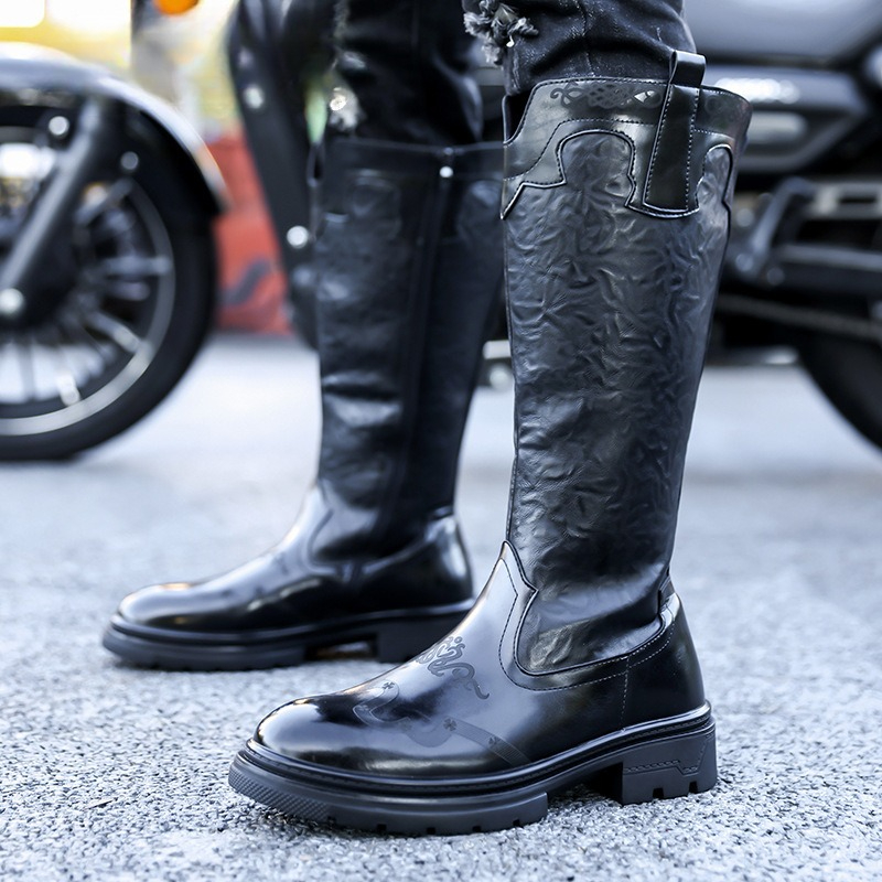 Ethnic Fashion Men - Men's Mid-calf Boots High Quality Patent