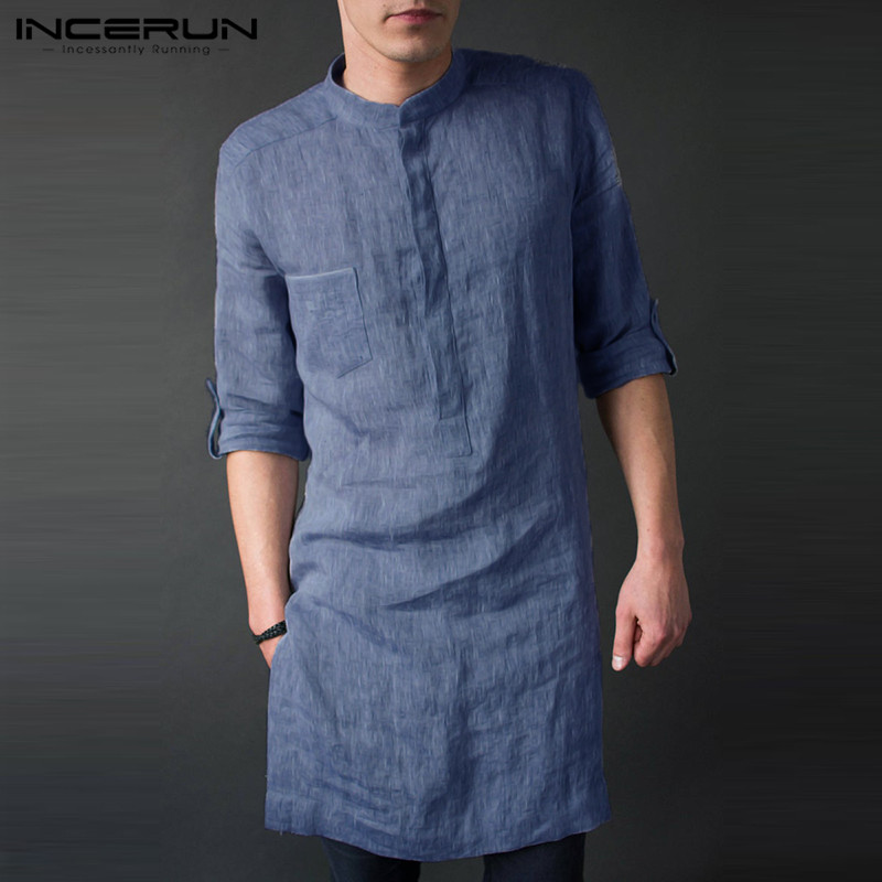 INCERUN Men's Long Sleeve Midi - Kurta Men Cotton 评论和价格