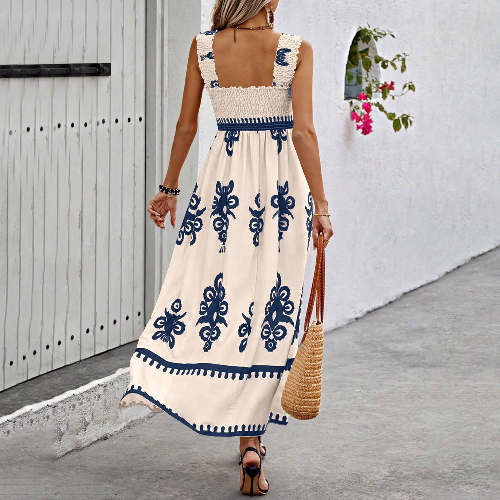 Retro Floral Print Beach Vacat - Ethnic Boho Fashion 评论和价格