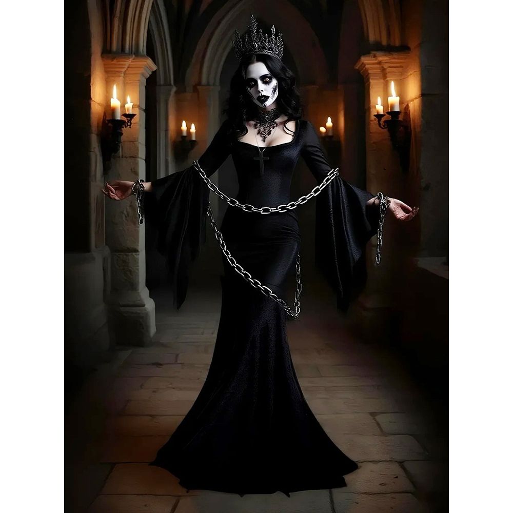 Gothic  Bat Witch Long Dress H - Ethnic Clothing & Online Fashion Store Khaadi Us 评论和价格