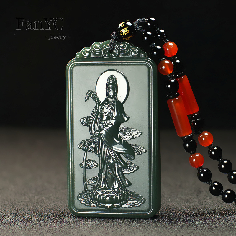Natural Hetian Jade Qingyu Gua - Ethnic Fashion Men 评论和价格