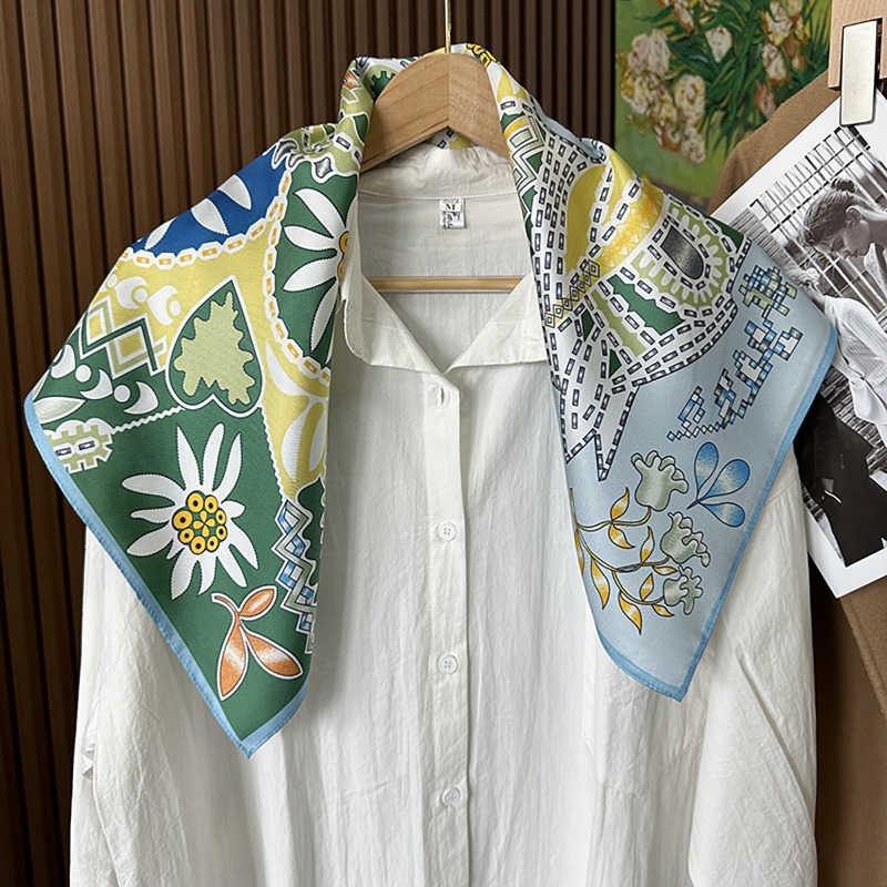 Green Boho Horse Square Scarf  - Ethnic Boho Fashion 评论和价格