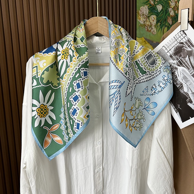 Green Boho Horse Square Scarf  - Ethnic Boho Fashion 评论和价格