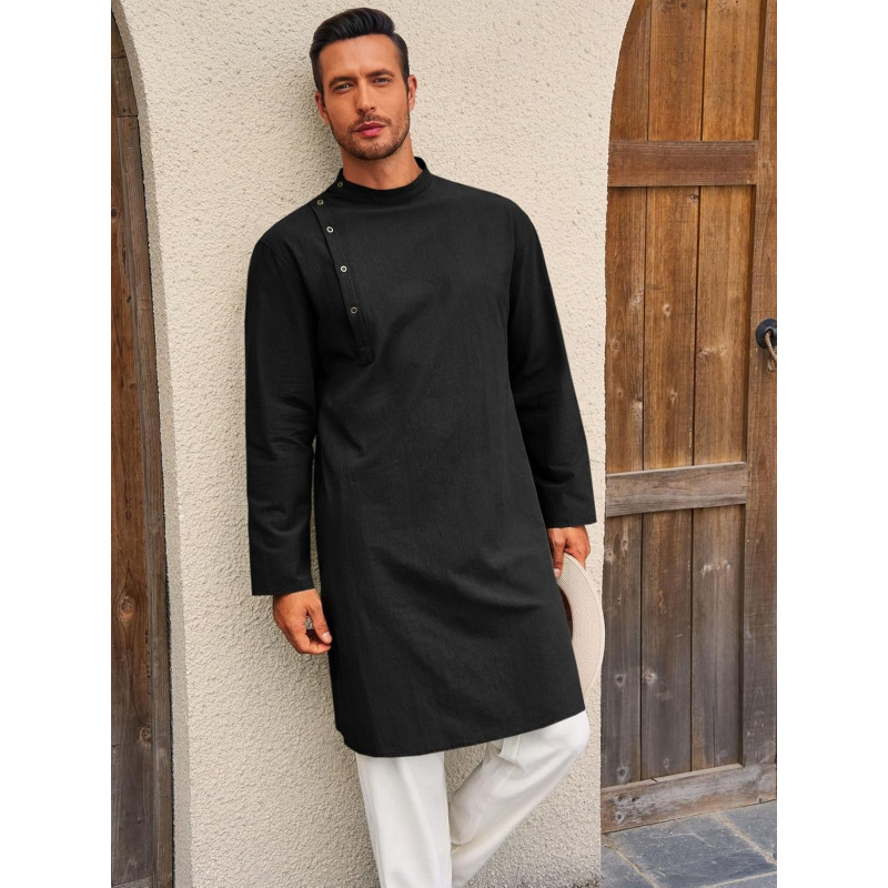 Mens Kaftan Thobe Robe Long Sl - Kurta Men Cotton 评论和价格