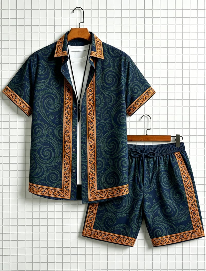 Men's ethnic border printed sh - Ethnic Wear 评论和价格