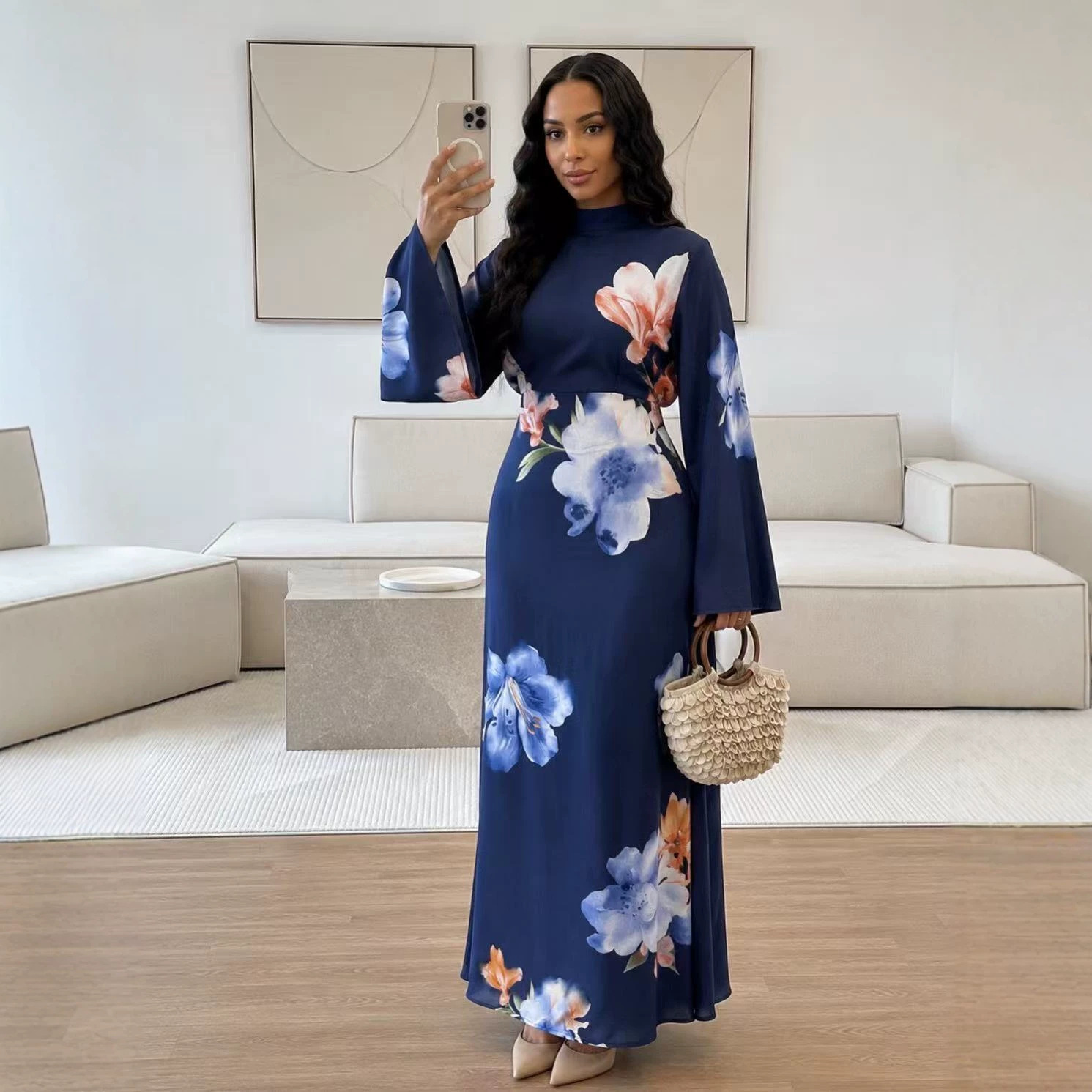 Women Eid Dress Abaya Flower P - Jalabiya Women Arabic 评论和价格
