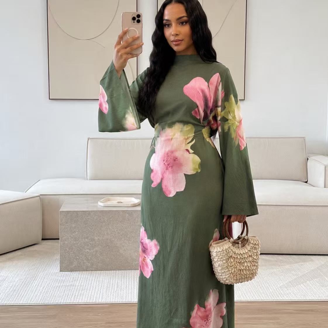 Women Eid Dress Abaya Flower P - Jalabiya Women Arabic 评论和价格