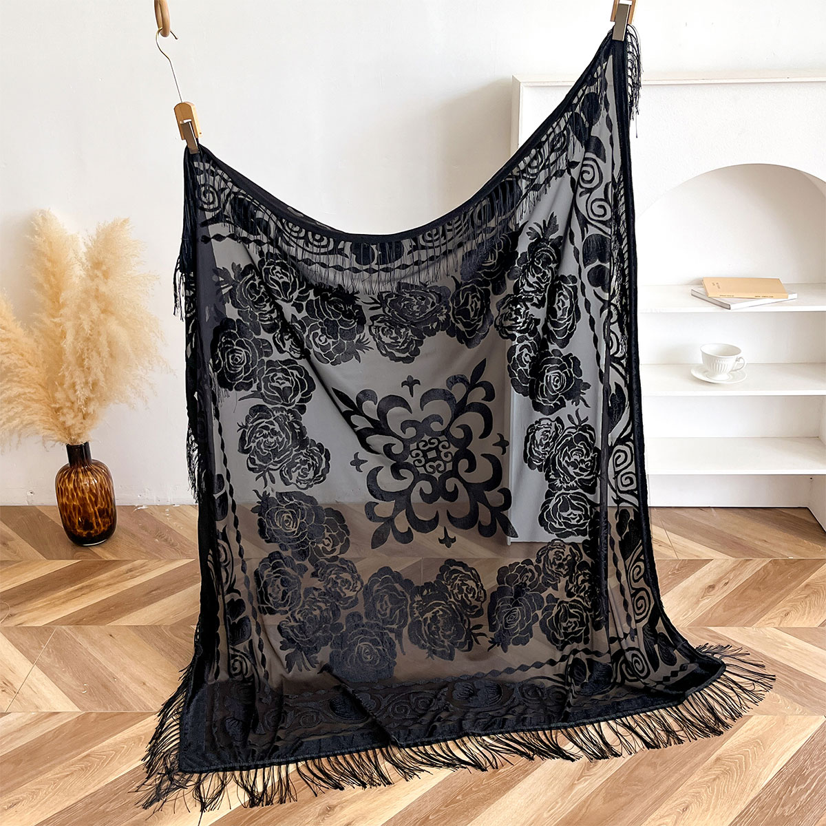 Retro Velvet Tassel Scarf Flor - Winter Ethnic Fashion For Women 评论和价格