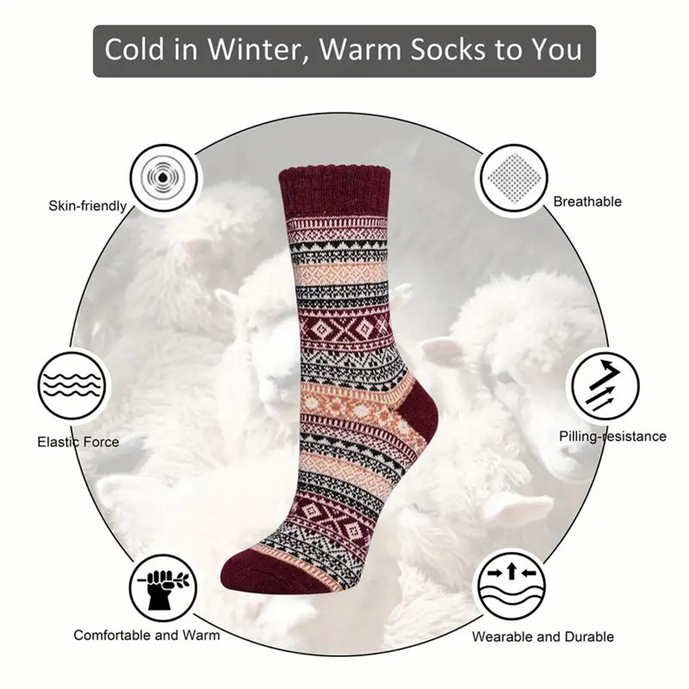 5 Pairs Autumn Winter Thick Wa - Winter Ethnic Fashion For Women 评论和价格
